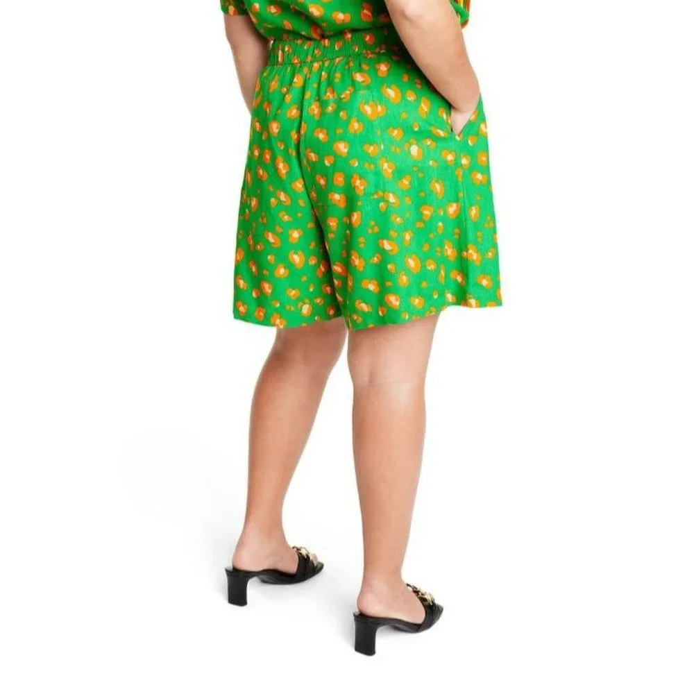 NWT Size 2X Leopard Print Shorts - Tabitha Brown for Target Green/Orange